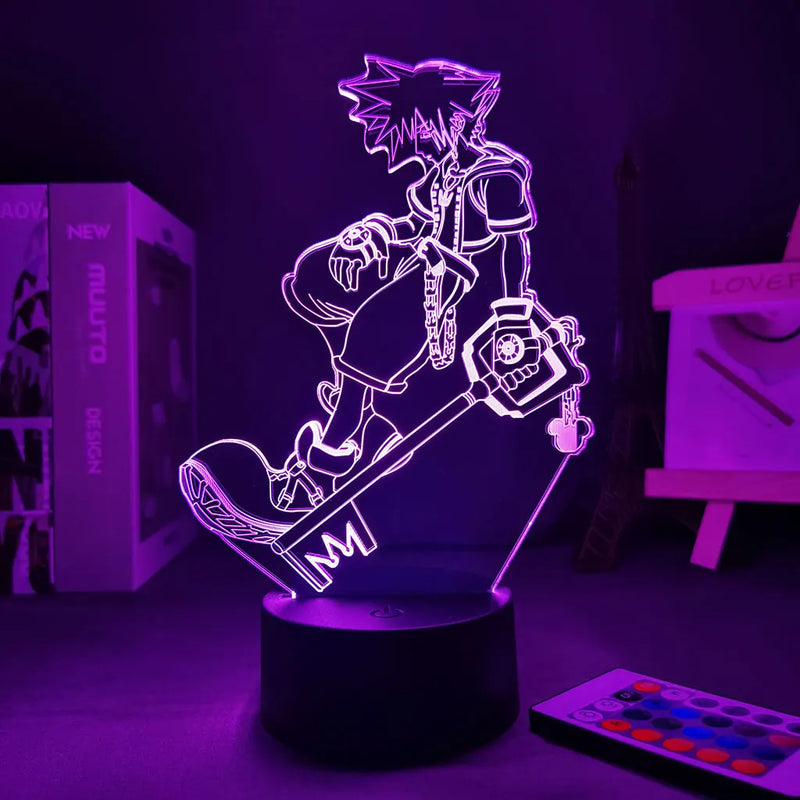 Luminária 3D Jogo Kingdom Hearts Sora Keyblade