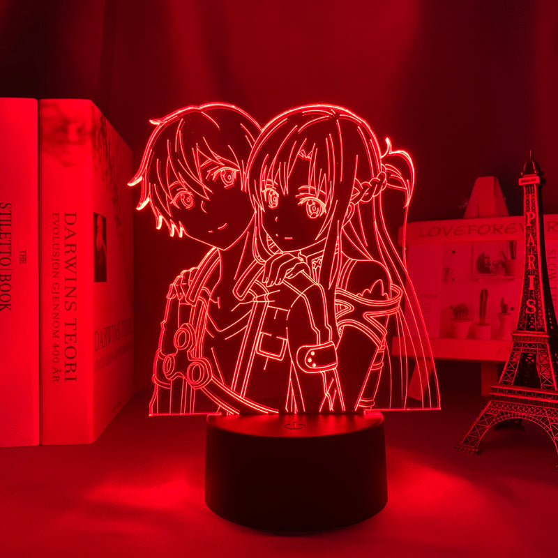 Luminária 3D Anime Sword Art Online Kirito e Asuna