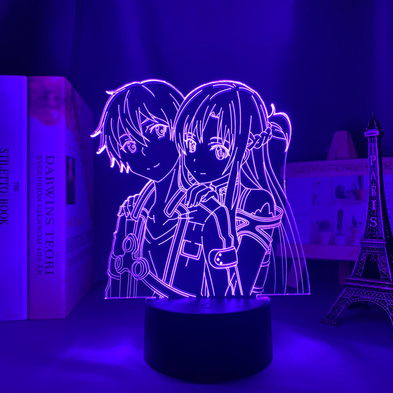 Luminária 3D Anime Sword Art Online Kirito e Asuna